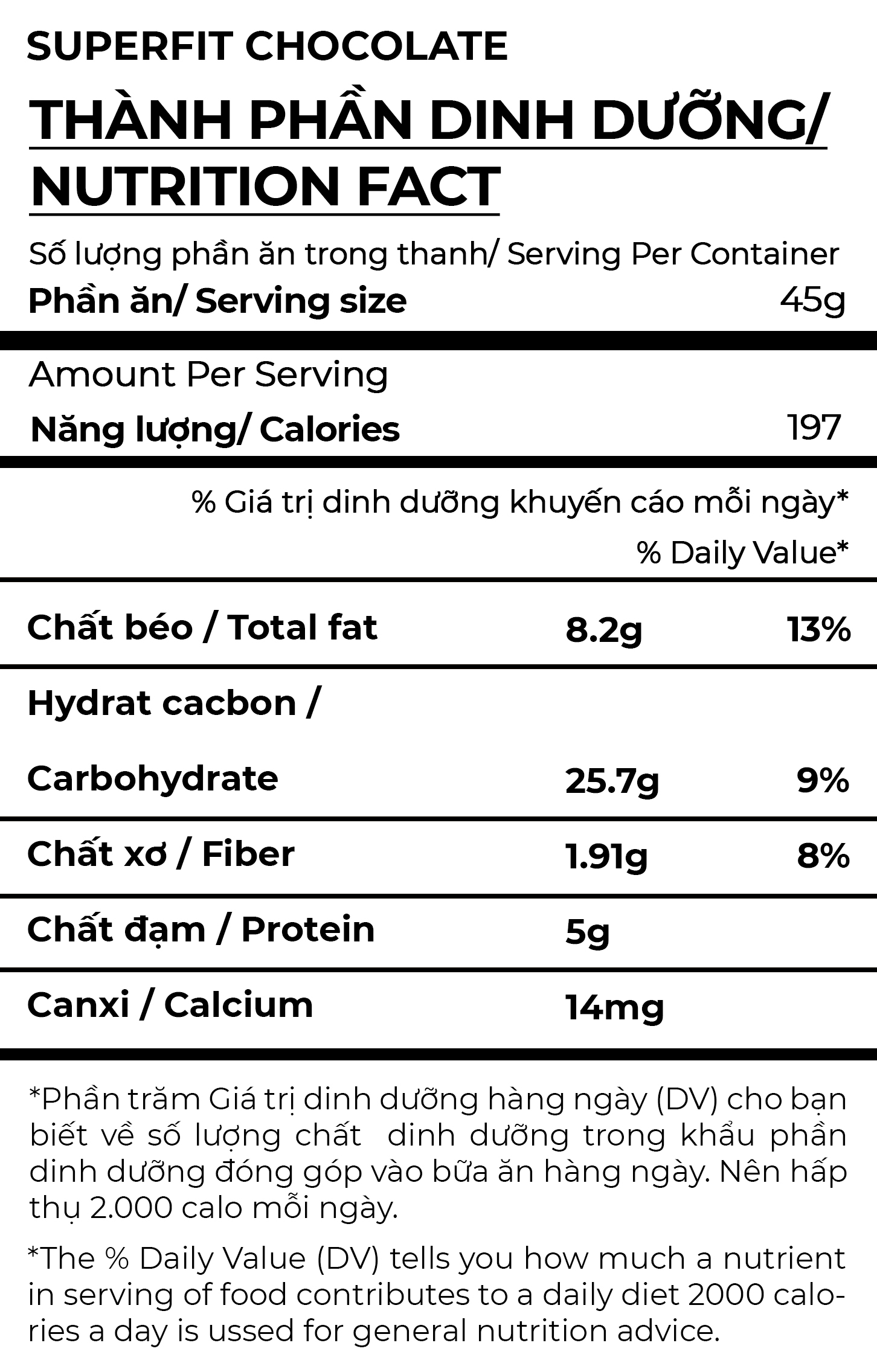 THANH NĂNG LƯỢNG HẠT &amp; YẾN MẠCH SUPERFIT - VỊ CHOCOLATE