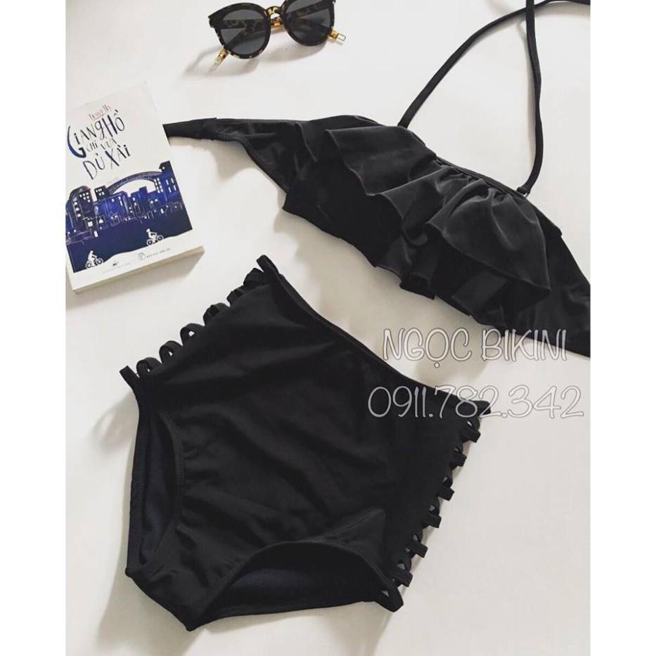 Bikini hai mảnh đẹp bèo đen 4 màu giá rẻ mặc đi biển ( Ảnh chụp thật)