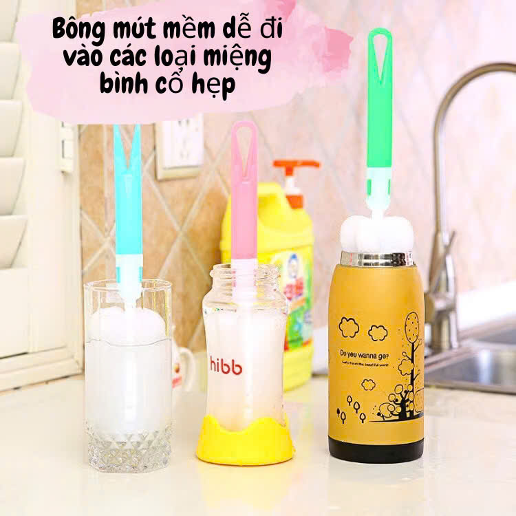 Dụng cụ vệ sinh ly cốc đa năng, cây cọ rửa cốc, ly bình giữ nhiệt, bình sữa tiện lợi