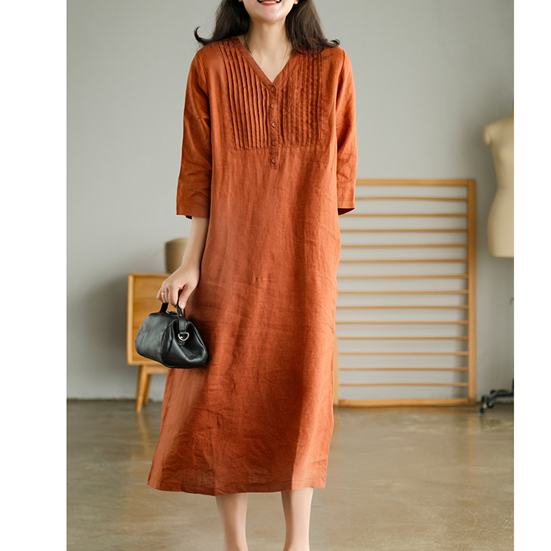 {#HàngMớiVề} Váy Đầm Nữ Thiết Kế Cao Cấp Cổ Xẻ Dáng Suông Tôn Dáng, Đầm Midi Chất Liệu Sang Trọng Da190