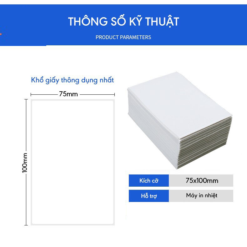 Hàng Cao Cấp - Giấy Decal Nhiệt In Đơn Hàng Sẵn Keo, In Mã Vận Đơn TMĐT 75mmx100mm Dài 30m - Hàng Chính Hãng