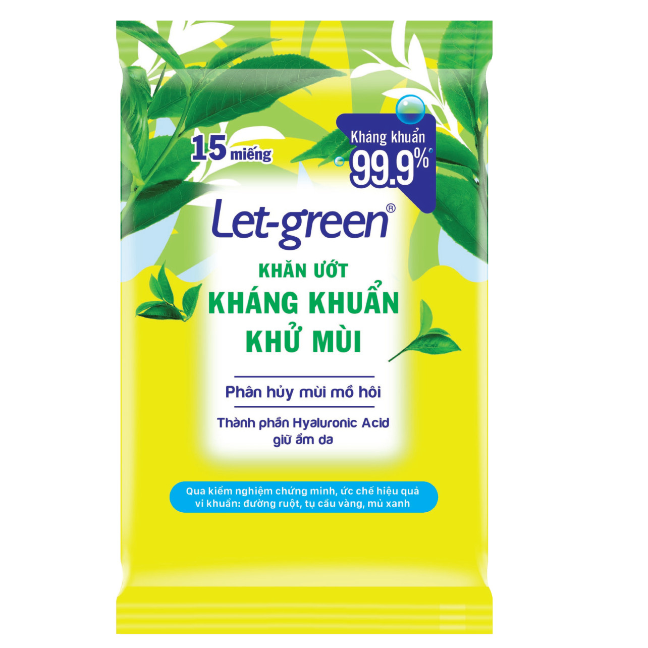 COMBO 10 GÓI KHĂN ƯỚT KHÁNG KHUẨN-KHỬ MÙI LET-GREEN 15 MIẾNG/GÓI