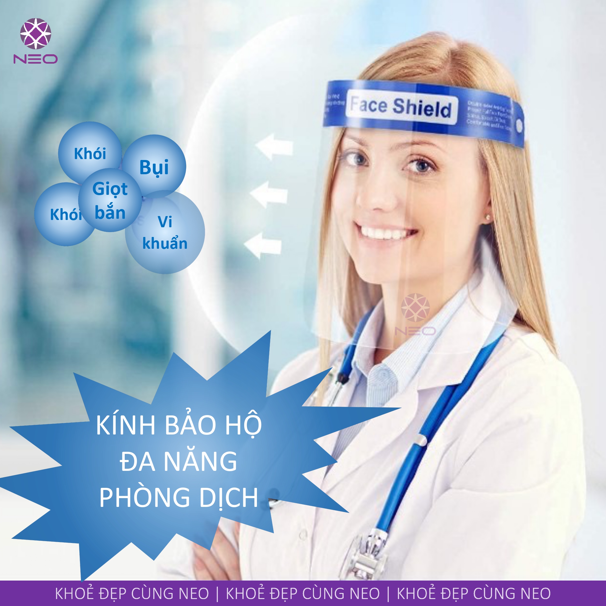 Kính Y Tế Đa Năng Phòng Dịch Chống Giọt Bắn/ Reusable Plastic Safety Face Shield