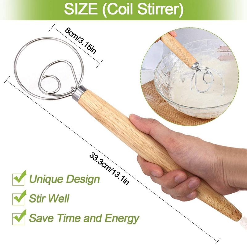 3 Đan Mạch Bột Cỏ Roi, Pha Trộn Đánh Dụng Cụ Nhà Bếp Nướng Tay Cầm Bằng Gỗ Hướng Dẫn Sử Dụng Bột Trộn