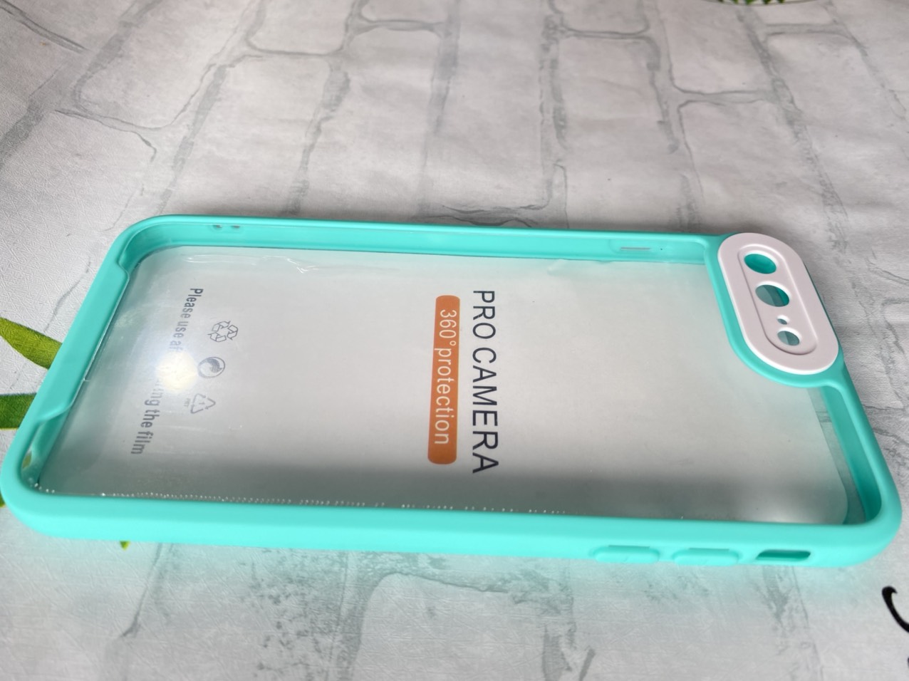 Ốp lưng dành cho iphone 7 Plus/7+ xanh ngọc mặt lưng trong suốt