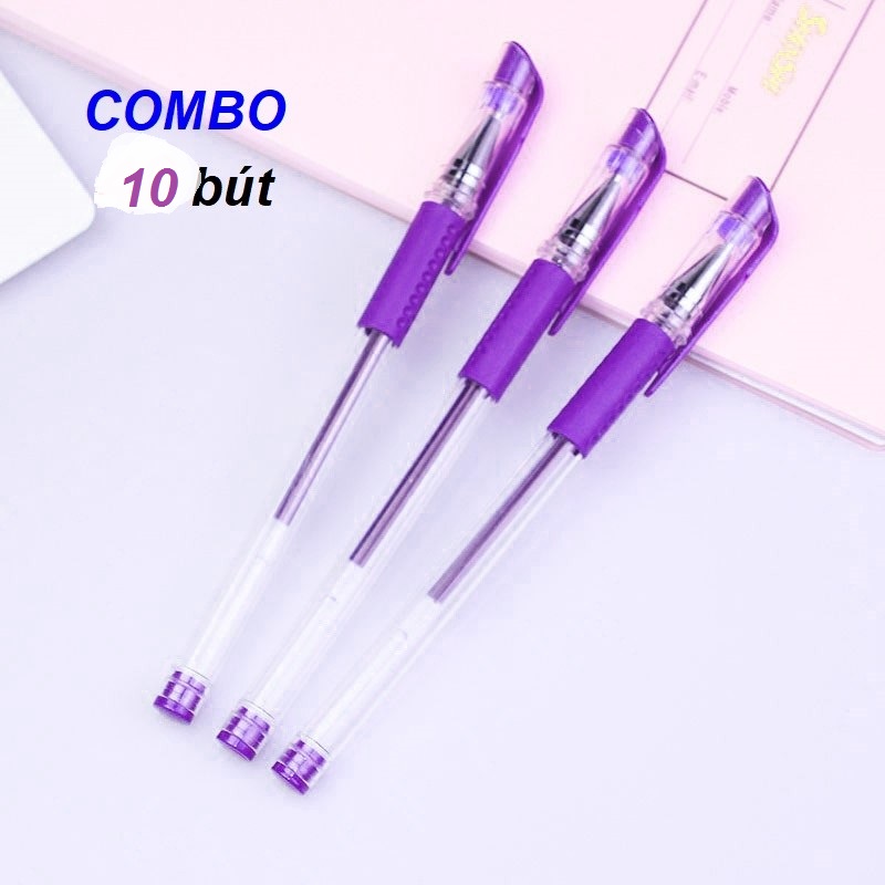 Combo 10 Bút Gel Mực Nước Màu Tím