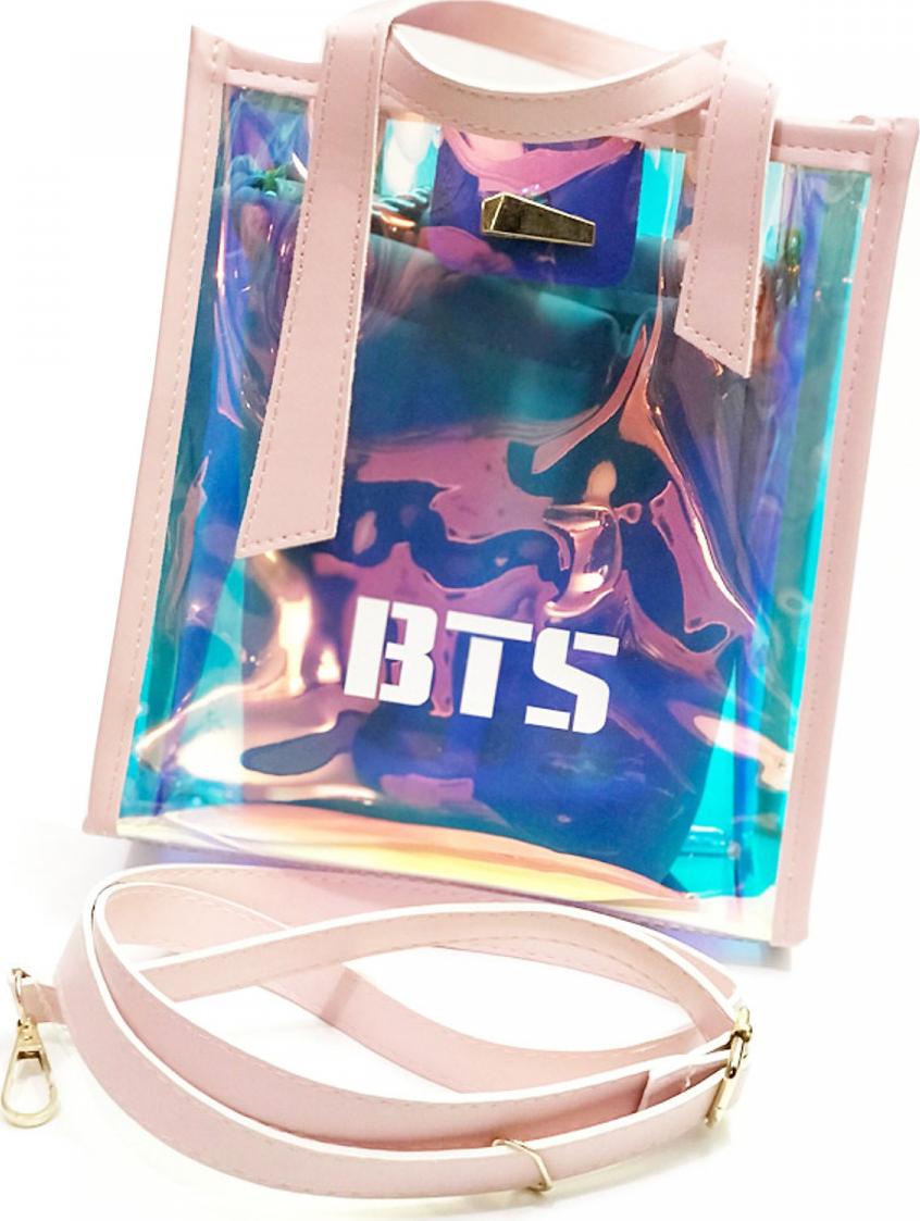 Túi xách BTS lấp lánh trong suốt ánh hồng
