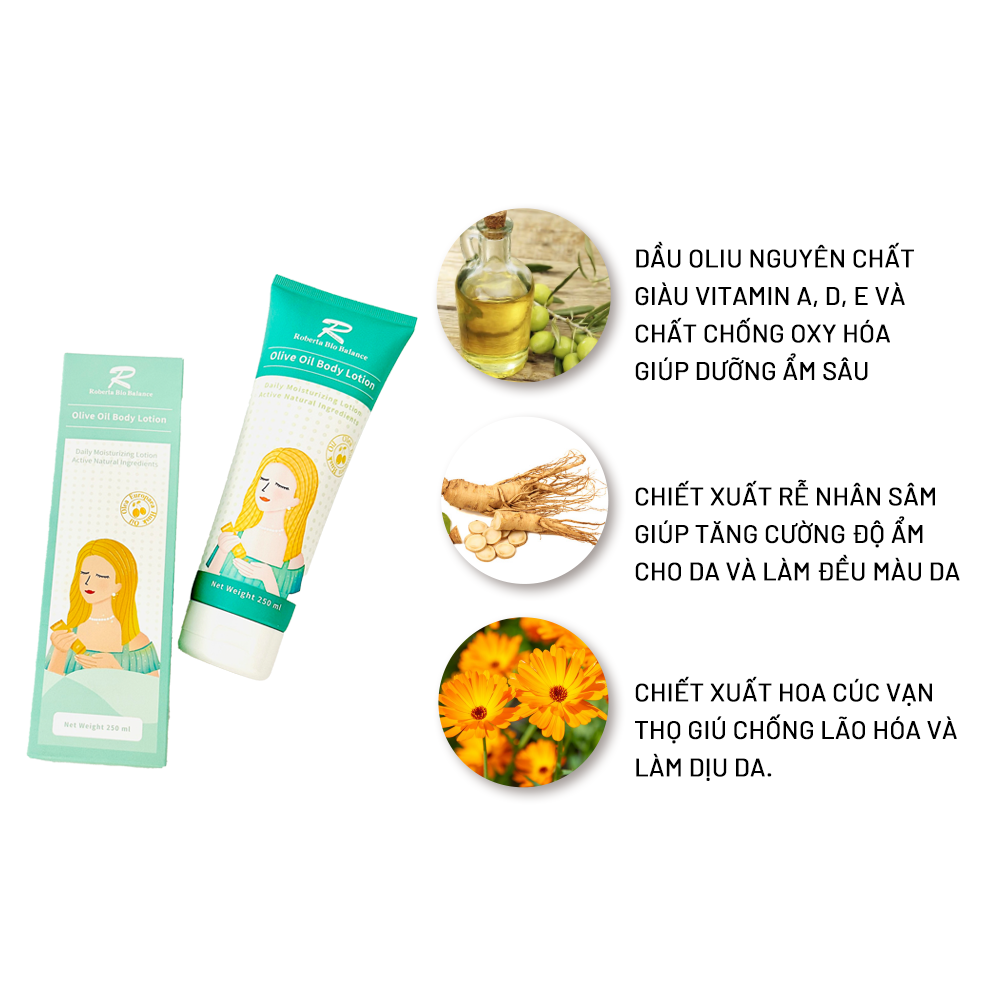 Sữa dưỡng thể dầu Olive ROBERTA BIO BALANCE 250ml
