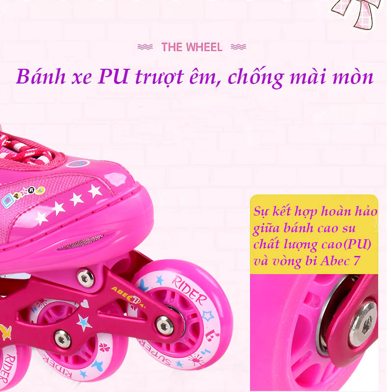 Giày patin trẻ em cao cấp bánh xe PU trượt êm và mượt cả 8 bánh full đèn led -Tặng balo đựng giày chất lượng cùng hãng, đồ bảo hộ 7 món và đầy đủ phụ kiện chơi kèm theo