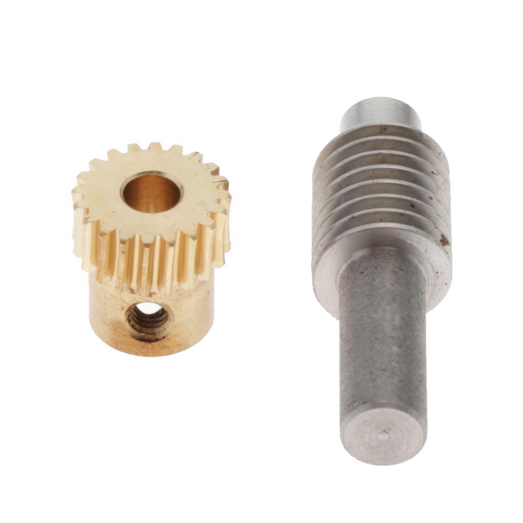 2-4pack 0.5 Modulus Brass Worm Gear Wheel + Gear Shaft Set 20 Tooth