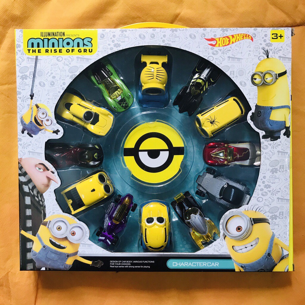 Xe ô tô đồ chơi trẻ em mô hình Minion bằng sắt ngộ nghĩnh cho bé, Set 12 xe Minion cho bé