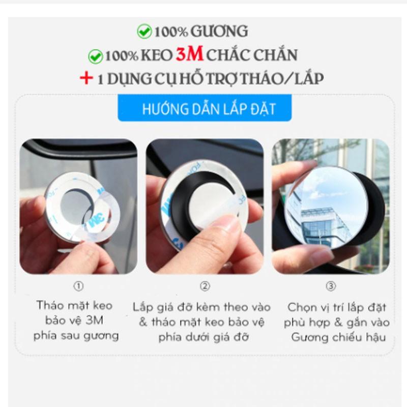 Gương cầu lồi ô tô tráng bạc xoay 360 độ