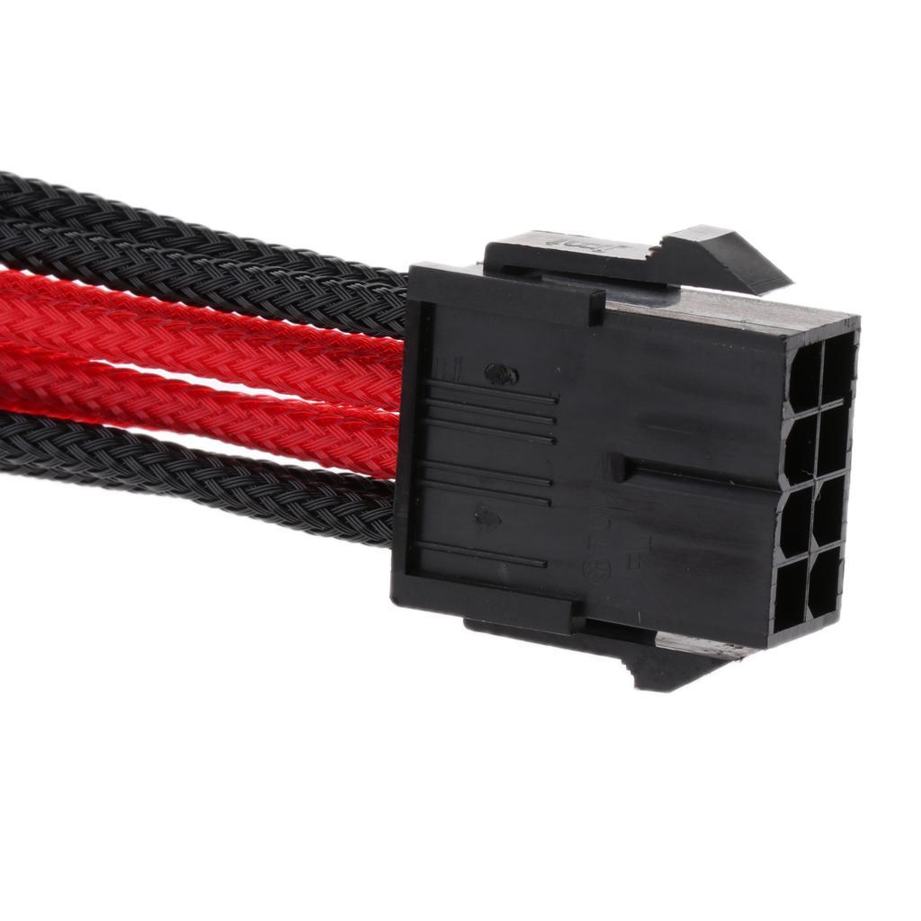 PCI-E 8-Pin Cable Extension 11.81in/30cm Sleeved Black & Red