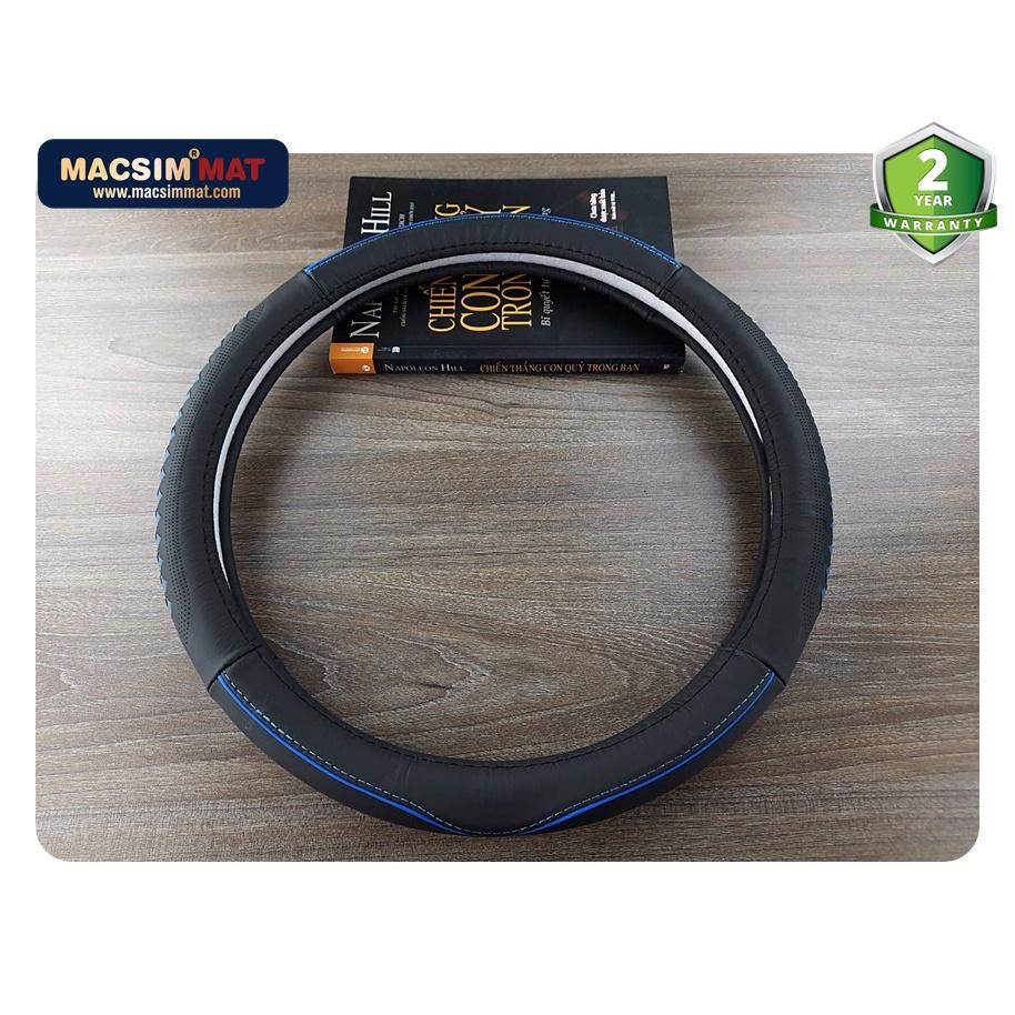 Bọc vô lăng cao cấp Maserati màu đen xanh chất liệu da thật 100%, size M phù hợp các loại xe - mã 8477