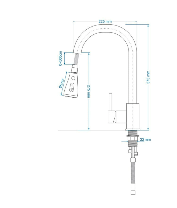 Vòi rửa nóng lạnh cao cấp dây rút xoay 360 inox mạ tĩnh điện chân không màu đen Juno sofa Teady VCCT-3047D