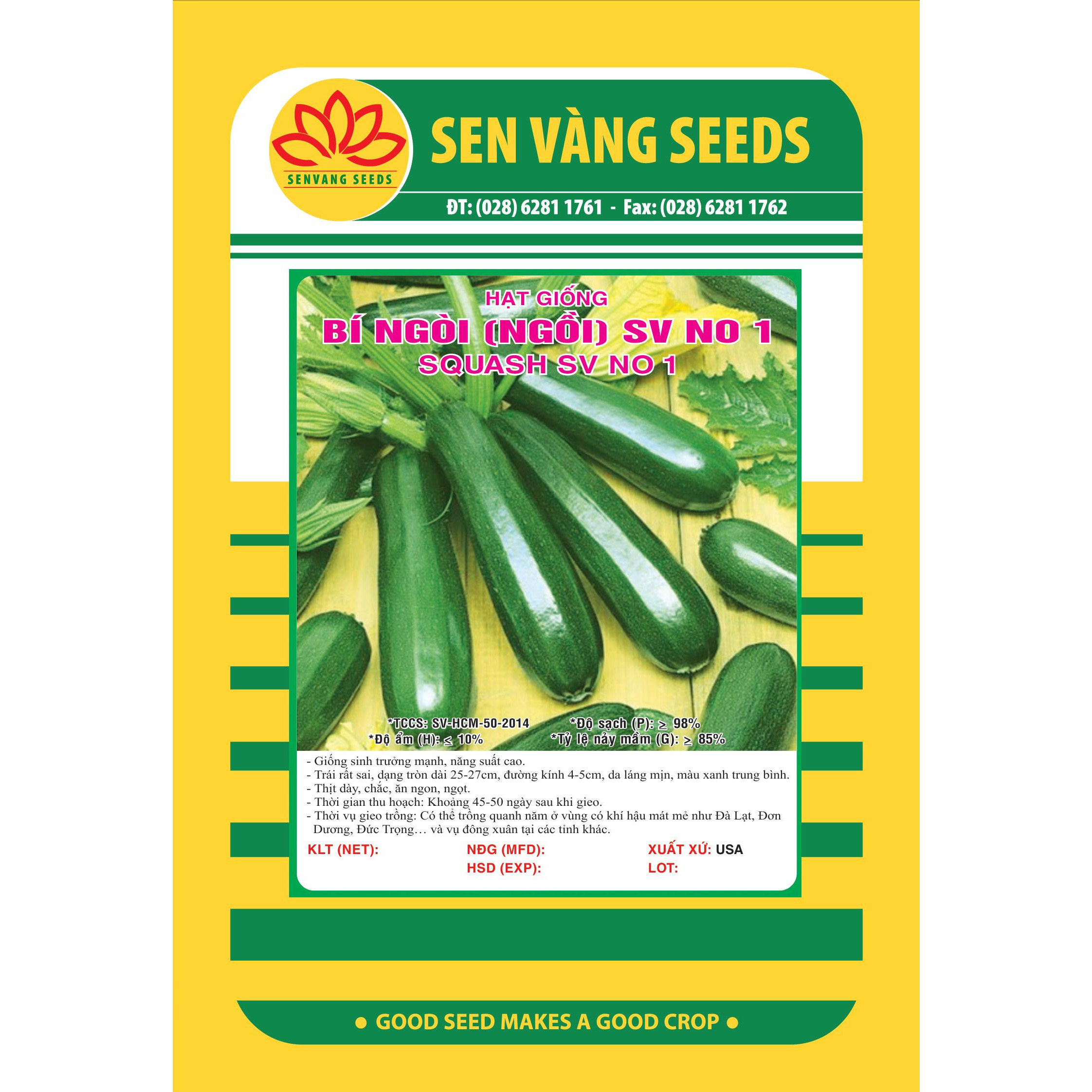 Hạt Giống Bí Ngòi Xanh Gói 2gram Sen Vàng