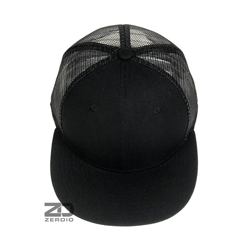 Nón hiphop nam nữ, mũ snapback phối lưới đen trơn cao cấp SN90