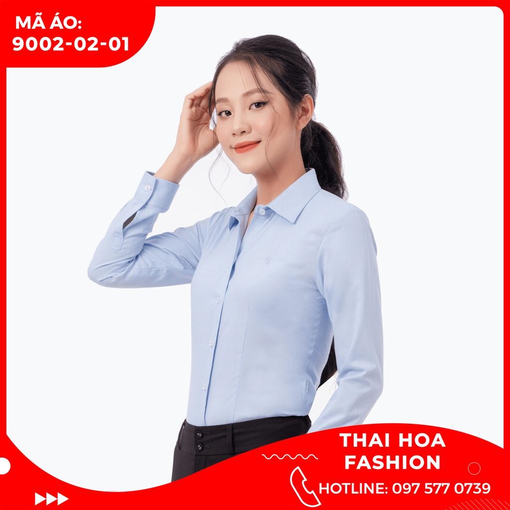 ÁO SƠ MI NỮ THÁI HÒA PHONG CÁCH CÔNG SỞ 9002 -02-01 MÀU XANH DA TRỜI DÀI TAY