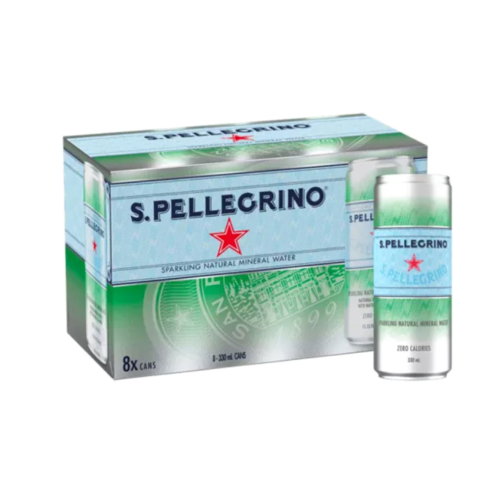 Nước Khoáng Có Ga Sparkling Natural Mineral Water San Pellegrino - Lon 330ml -