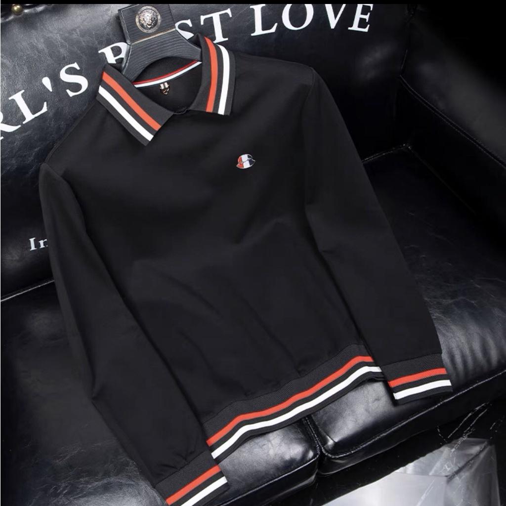 Áo thun tay dài nam nữ cổ bẻ vải thun cotton cao cấp thêu họa tiết phong cách hàn quốc _ TCS04