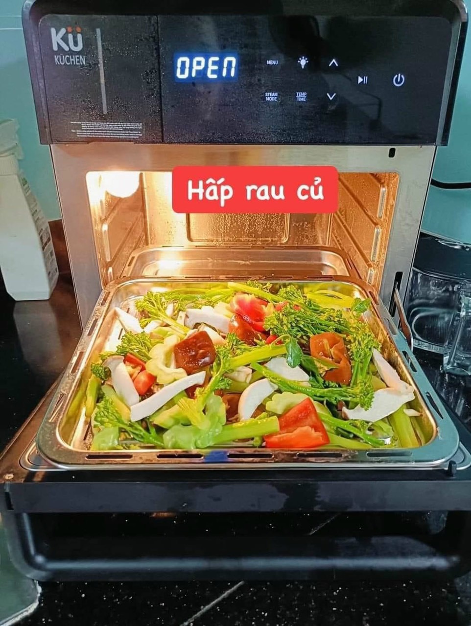 Nồi Chiên Không Dầu Kết Hợp Nồi Hấp - KUCHEN ĐỨC -  KU PCL2228 - 15 Lít - Hàng chính hãng.