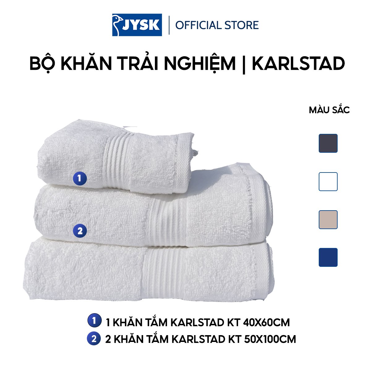 Khăn tắm cotton du lịch | JYSK Karlstad | đa dạng màu | nhiều kích thước