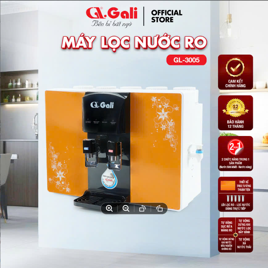 Máy lọc nước treo tường Gali công nghệ lọc RO Gali GL-3005 2 in 1 nước nóng nước mát. Hàng chính hãng bảo hành 12 tháng.