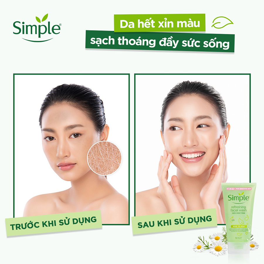 Sữa rửa mặt Simple giúp da sạch thoáng & không chứa xà phòng 150ml [CHÍNH HÃNG ĐỘC QUYỀN]