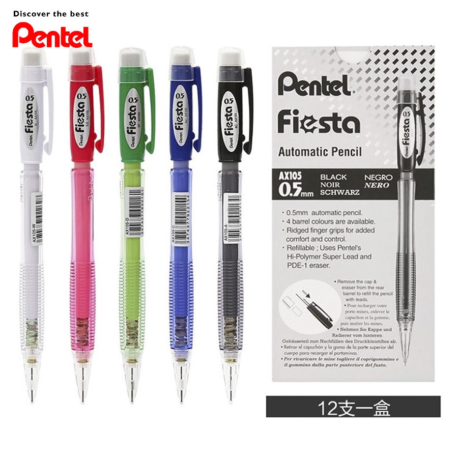 Bút chì kim Pentel Fiesta AX-105 nét 0.5mm - Thiết kế thân trong, nhiều màu lựa chọn