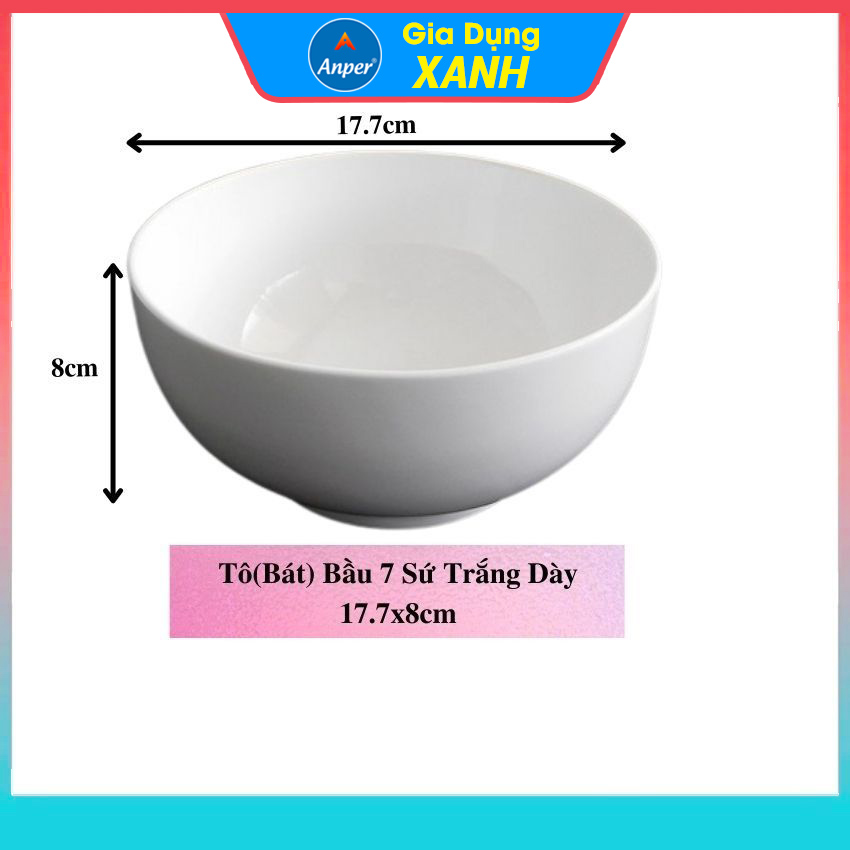 Bộ 2 bát sứ 3 tô sứ bầu dày Size 20cm  18cm   15cm  ANPER cao cấp phong cách nhật hàn  tô sứ lớn tô ăn phở tô sứ lớn tô ăn cơm bát lớn bát phở bát sứ