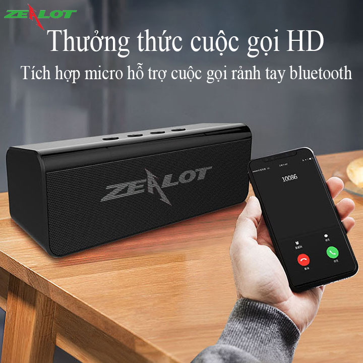 Loa bluetooth Zealot không dây nghe nhạc cực hay, âm thanh chất lượng cao, thẻ nhớ, USB - Hàng chính hãng