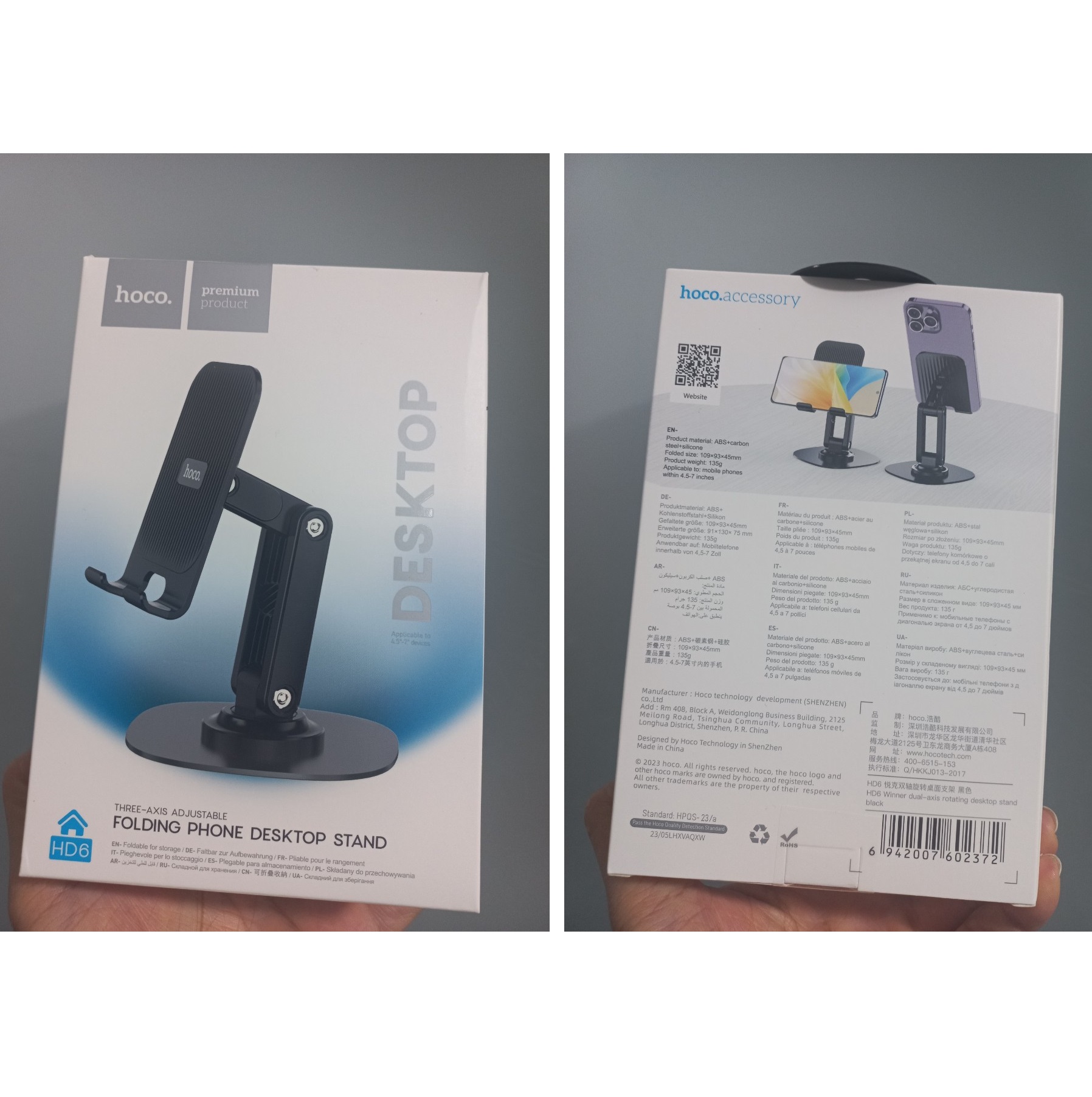 GIÁ ĐỠ ĐIỆN THOẠI ĐỂ BÀN DẠNG GẬP THIẾT KẾ 2 TRỤC CHO ĐIỆN THOẠI HOCO HD6 HD8 _ hàng chính hãng