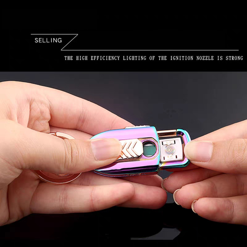 Móc Khoá Bật Lửa Điện Hợp Kim Không Rỉ Sạc Điện USB Chất Lượng Cao
