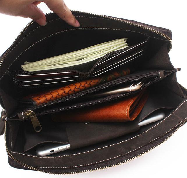 Clutch cầm tay da bò thô nguyên tấm đa năng - BHAP01Túi đéo chéo nam. Hàng chính hãng.