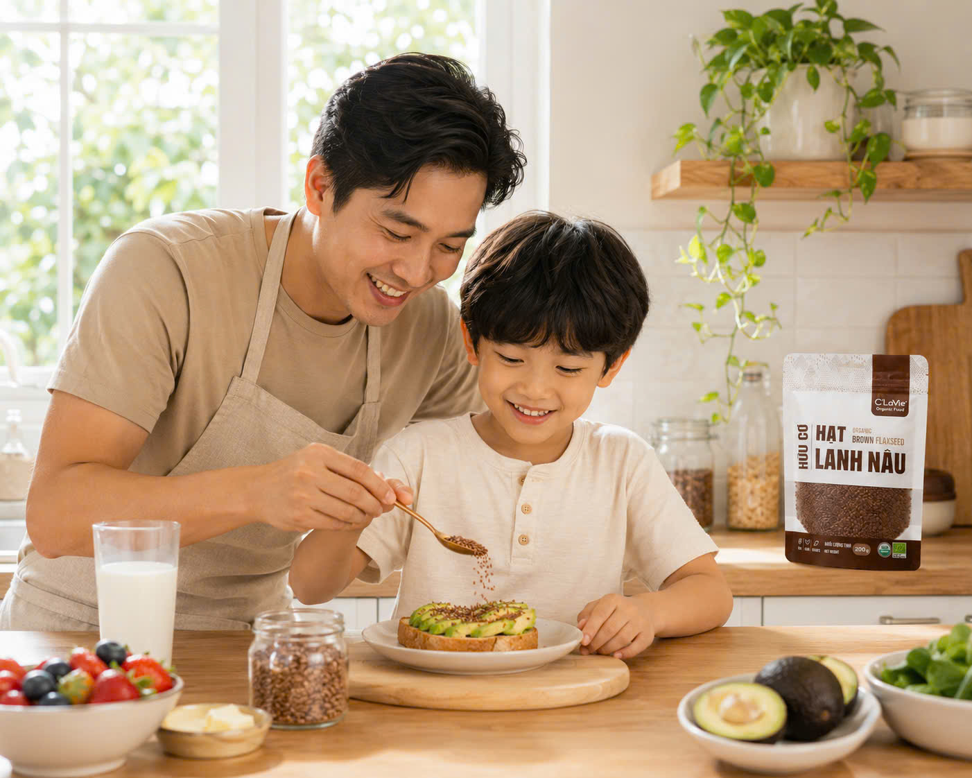 Hạt Lanh Nâu Hữu Cơ C'Lavie 200g - Giàu Chất Xơ, Omega 3, Hỗ Trợ Tiêu Hóa, Ăn Kiêng Healthy