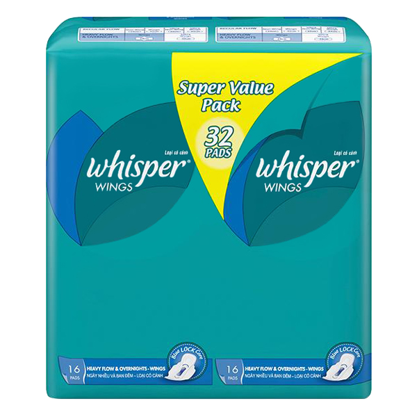 Combo Băng Vệ Sinh Whisper Dòng Cơ Bản Có Cánh Cho Ngày Thường (40 Miếng) + Băng Vệ Sinh Whisper Dòng Cơ Bản Có Cánh Cho Ngày Nhiều Và Đêm (32 Miếng)