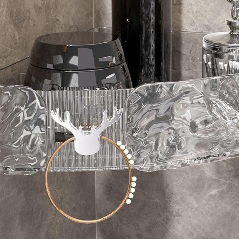Kệ góc nhựa trong ABS dán tường đa năng cao cấp 2311 | Giá đựng đồ nhà tắm, nhà bếp vân sần mẫu mới