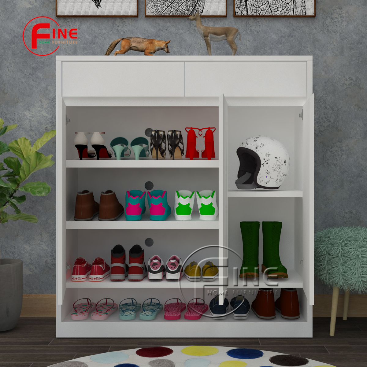 Tủ Giày Dép FINE hiện đại sang trọng phong cách thời trang FTG016 phù hợp cho Căn Hộ, Nhà Phố