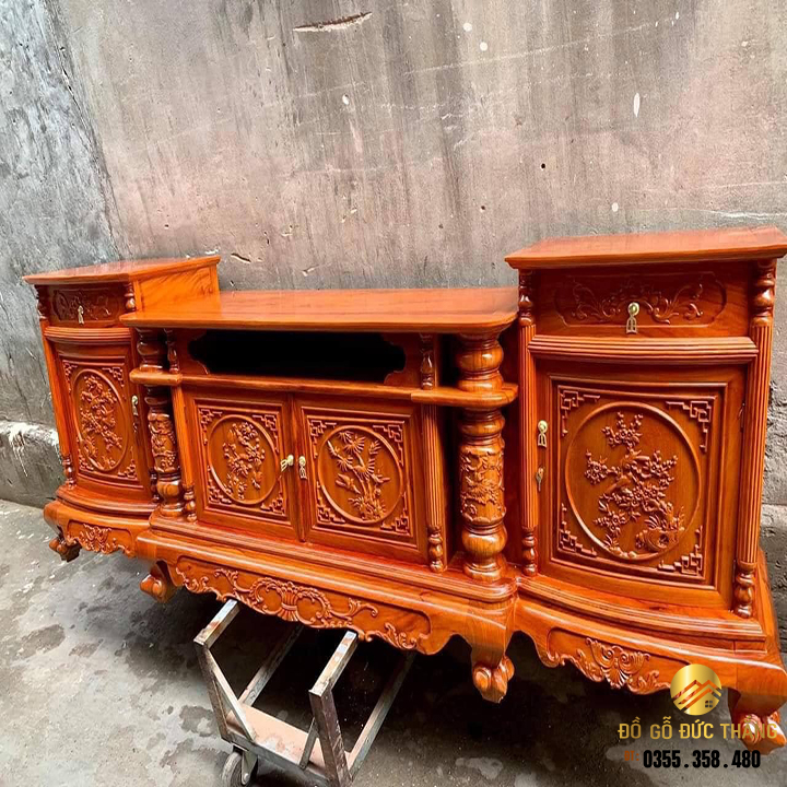 Kệ tivi gỗ nam phi gỗ hương đá cột nho