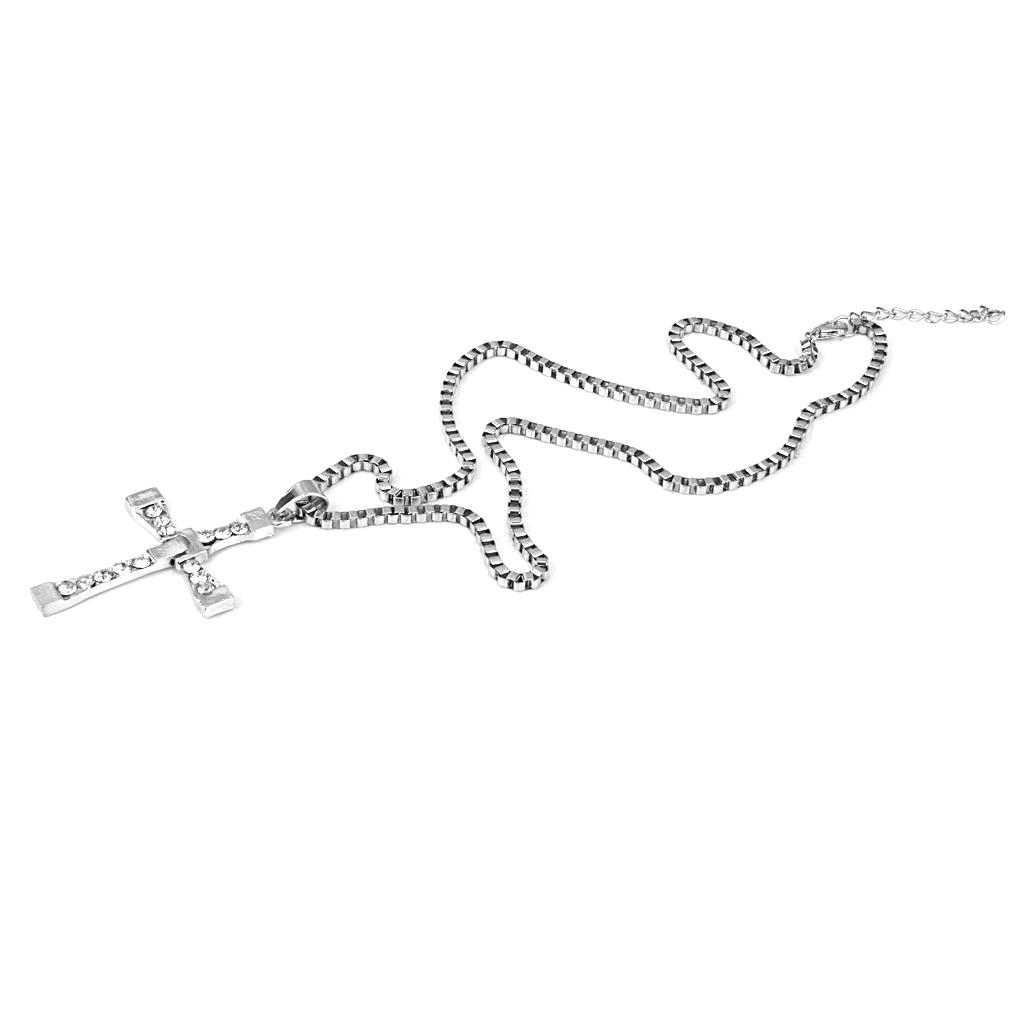 Men women fashion silver cross pendant chain necklace unisex jewelry gift