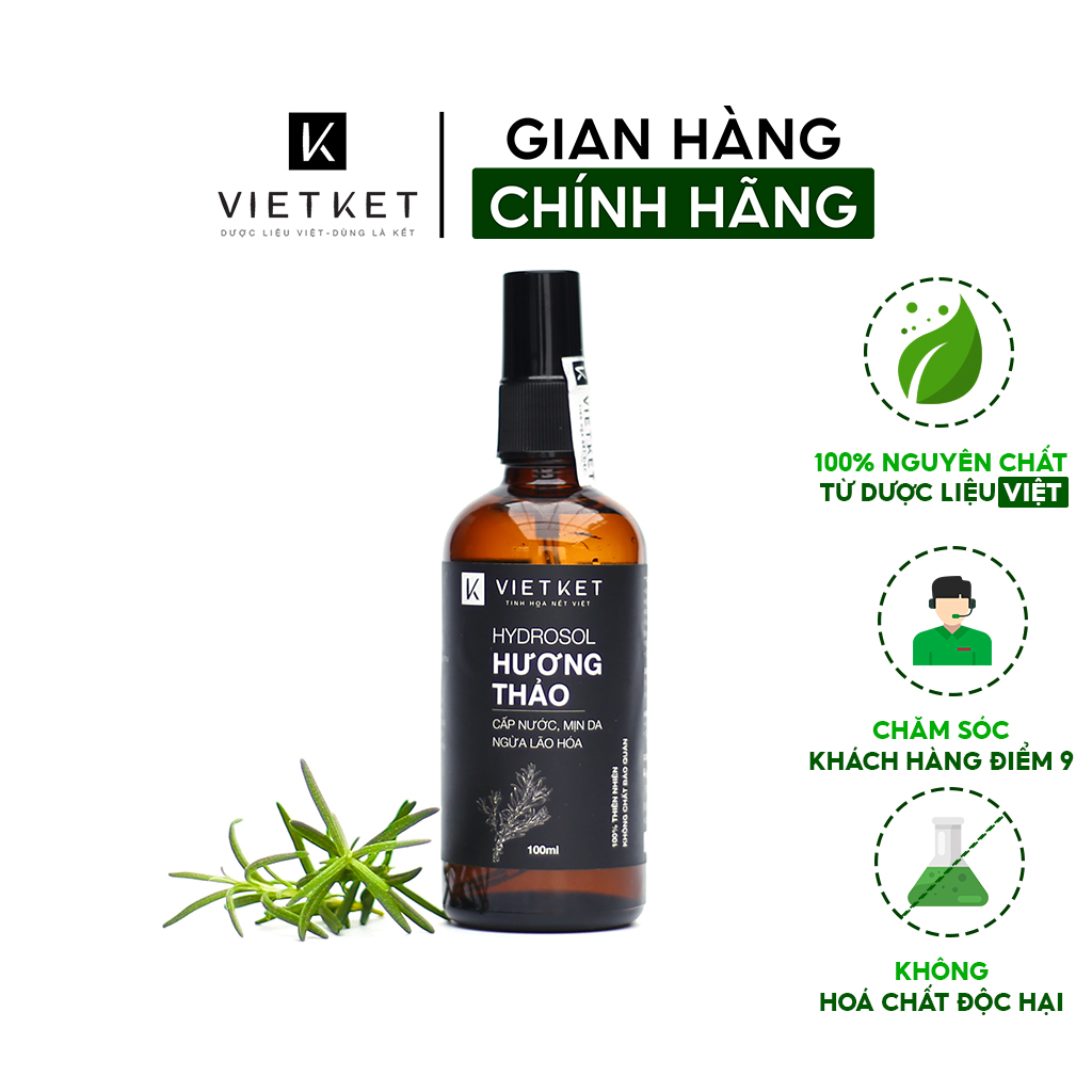 Hydrosol Hương Thảo VIETKET 100ml - Làm sáng da, làm chậm quá tình lão hoá da, cấp nước, dưỡng ẩm