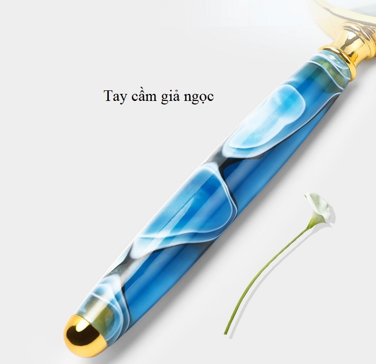Kính lúp đọc sách phóng đại 6X-82MM tay cầm đá mã não sang trọng cao câp -giao màu ngẫu nhiên