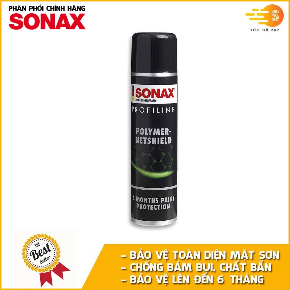 Chai xịt nano bảo vệ toàn diện mặt sơn xe Polymer Netshield Xtreme Sonax 223300 340ml - Không ăn mòn sơn, thời gian kéo dài đến 6 tháng, sử dụng đơn giản