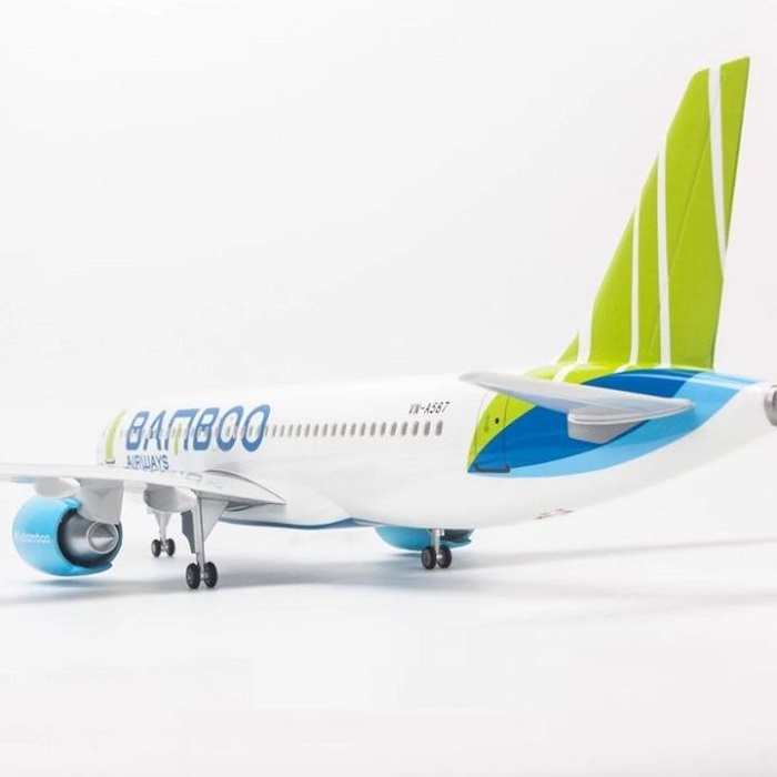 Mô hình máy bay tĩnh A320Neo Bamboo 47cm có bánh xe và led