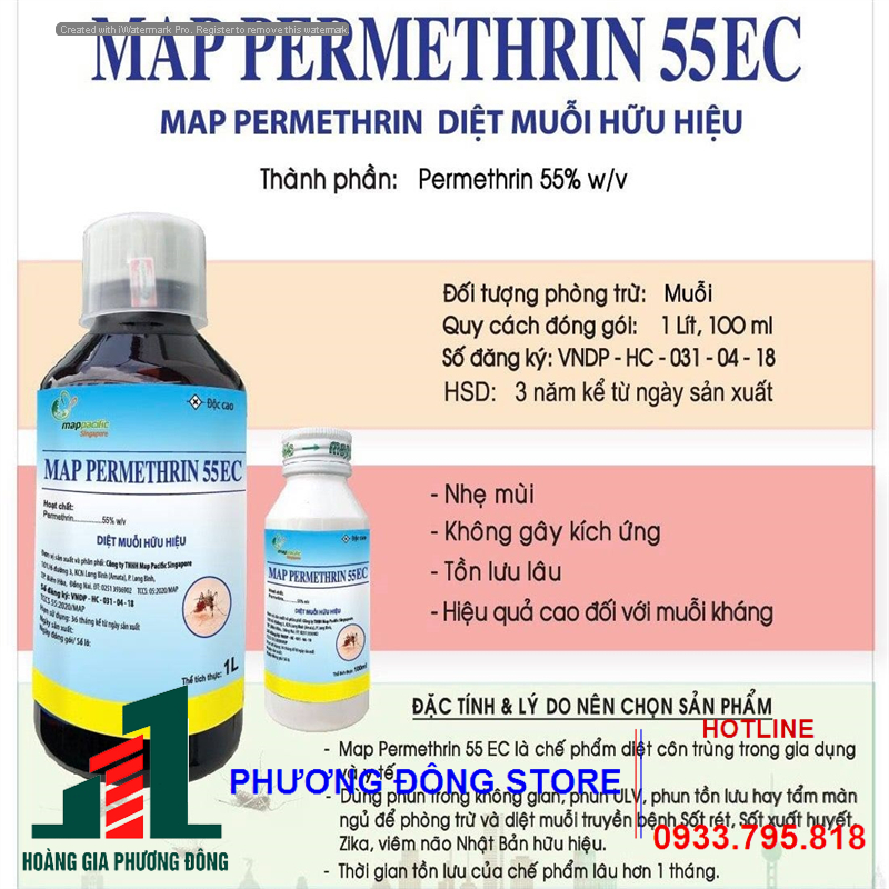 Thuốc diệt muỗi và côn trùng MAP PERMETHRIN 55EC-1 lít