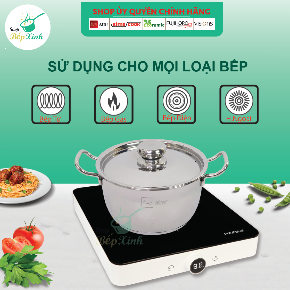 Bộ Nồi Inox 3 Đáy Nắp Inox Fivestar Tặng 2 Muỗng Canh