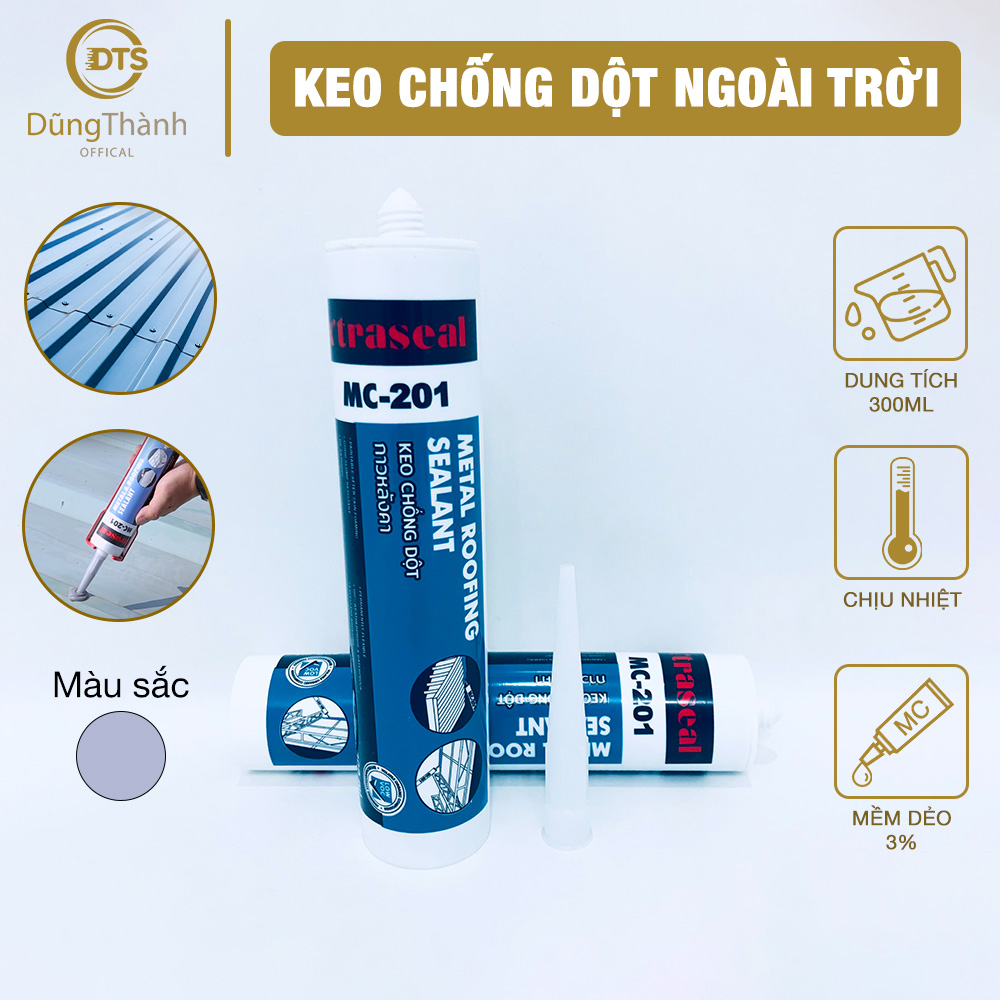 Keo chống dột ngoài trời X’traseal chịu nhiệt chống thấm phủ sơn màu xám MC-201 300ml