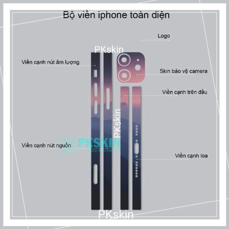 Miếng dán skin viền in hình cho iPhone 13, 13 pro, 13 pro max, 13 mini, x, xs theo yêu cầu
