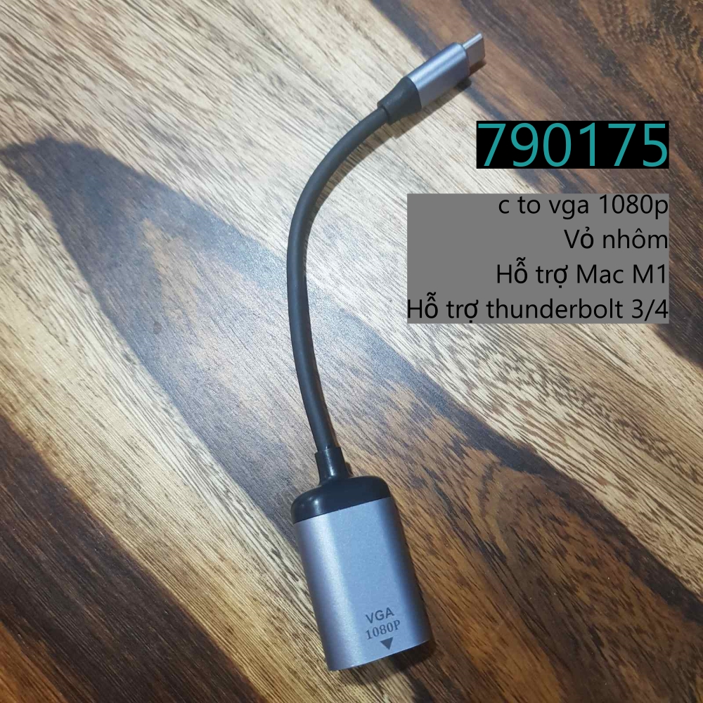 Cáp chuyển usb type-c to vga cho laptop, macbook hỗ trợ 1080p