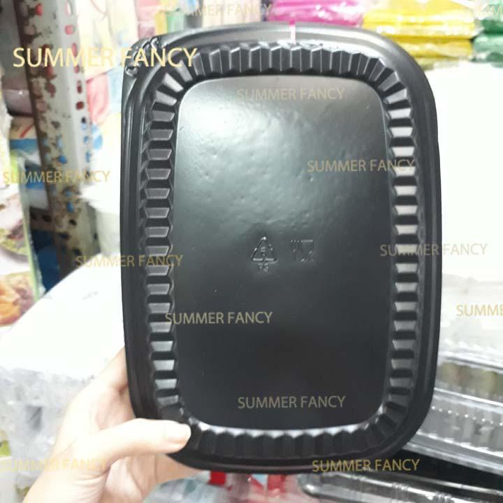 50 Hộp nhựa HT203 có nắp 26cm x 19 cm x 5 cm đậy chữ nhật đế đen